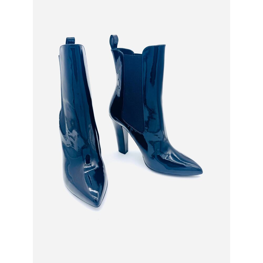 Gucci Black Patent Leather Chelsea Boots Pointed Toe Block Heel 39.5 - Picture 11 of 12